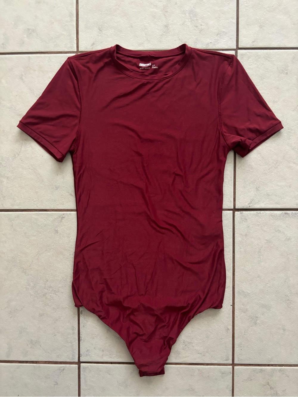aerie SMOOTHEZ Burgundy Short Sleeve Bodysuit